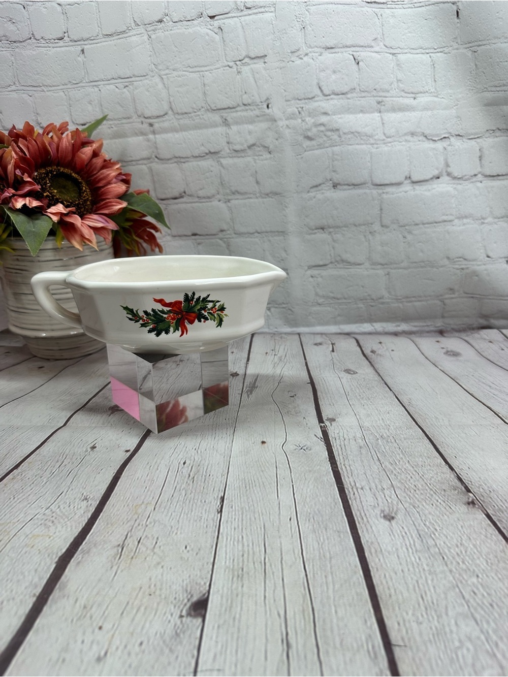 vtg Pfaltzgraff Christmas Heritage Stoneware gravy boat Traditional holiday